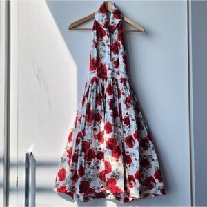 Vintage-Inspired Halter Floral Dress Sz XS